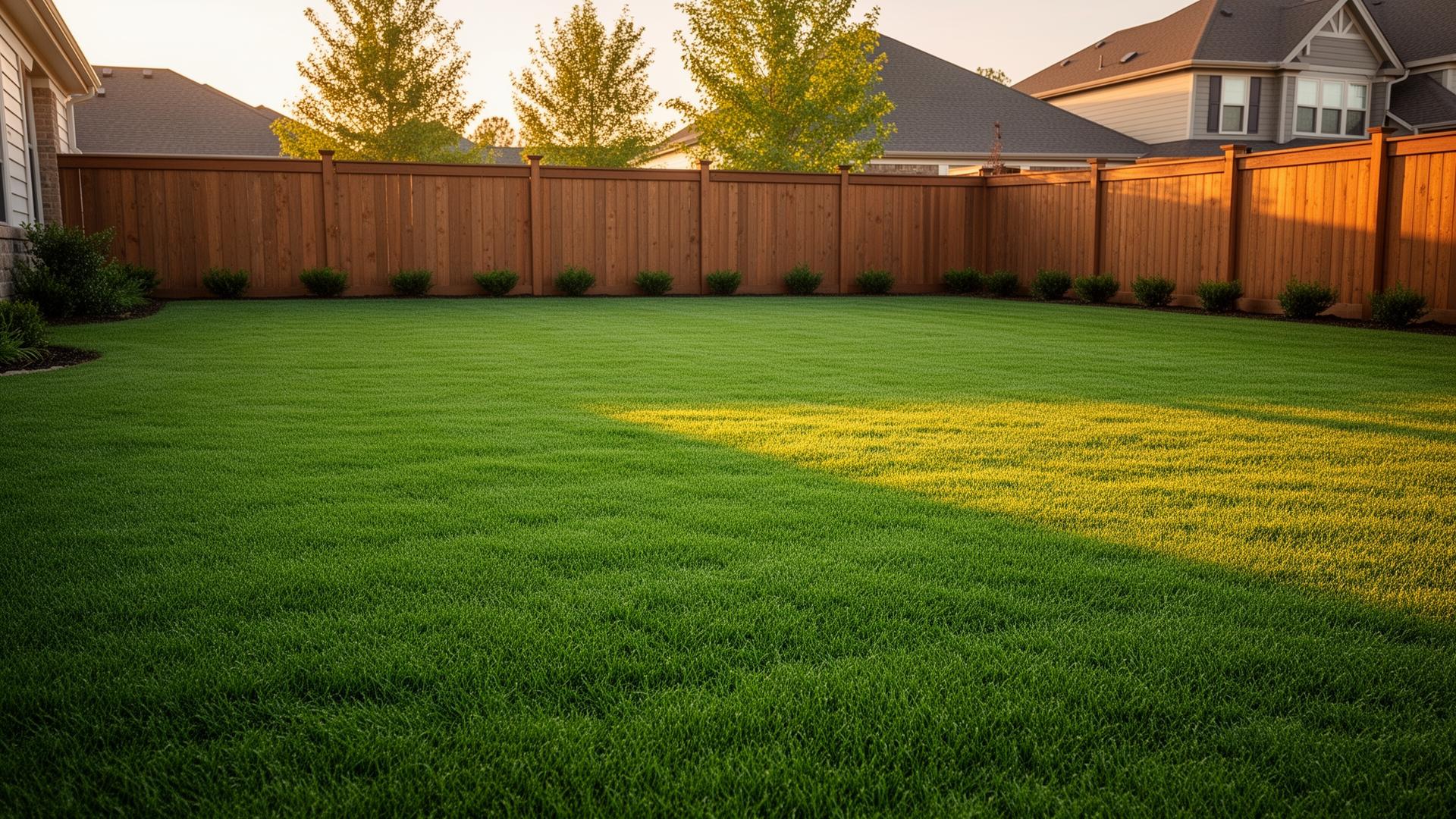 Pristine residential backyard lawn